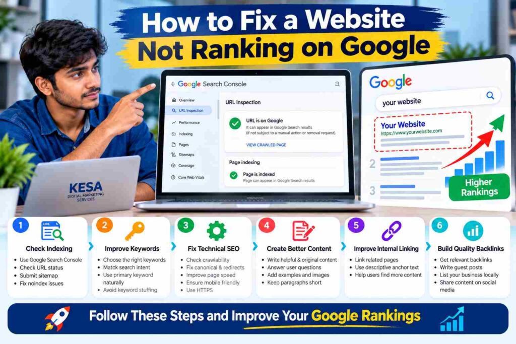 website not ranking on Google and SEO troubleshooting steps